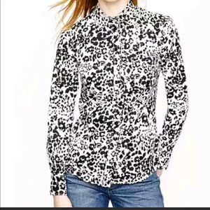 EUC J Crew Boy Fit Snow Leopard Button Down